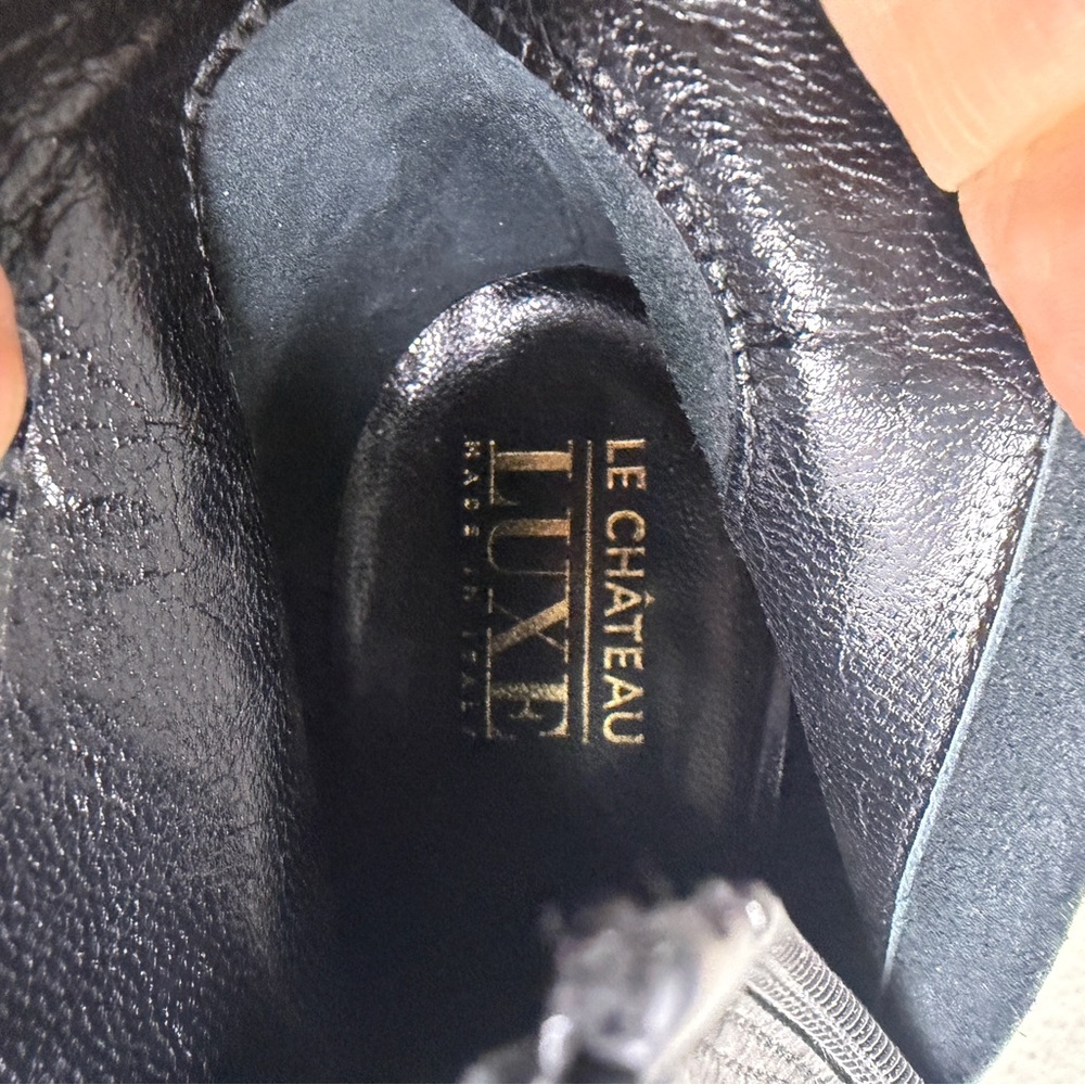 Le Château Luxe Black Leather Stiletto Ankle Boots Made in Italy Size 38 - Picture 9 of 14
